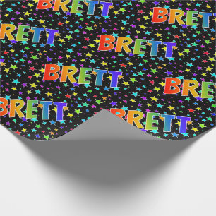 Rainbow Vorname "BRETT" + Sterne Geschenkpapier