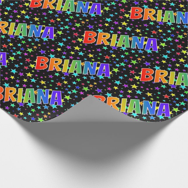 Rainbow Vorname "BRIANA" + Sterne Geschenkpapier (Ecke)