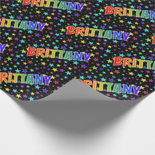 Rainbow Vorname "BRITTANY" + Sterne Geschenkpapier