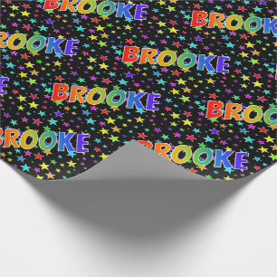 Rainbow Vorname "BROOKE" + Sterne Geschenkpapier