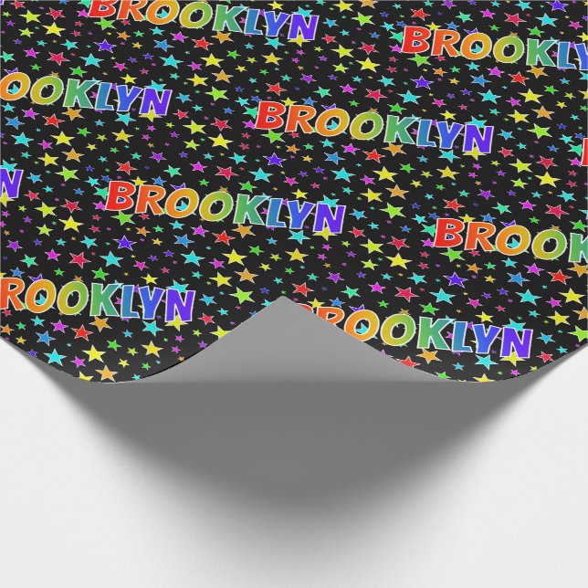 Rainbow Vorname "BROOKLYN" + Sterne Geschenkpapier (Ecke)