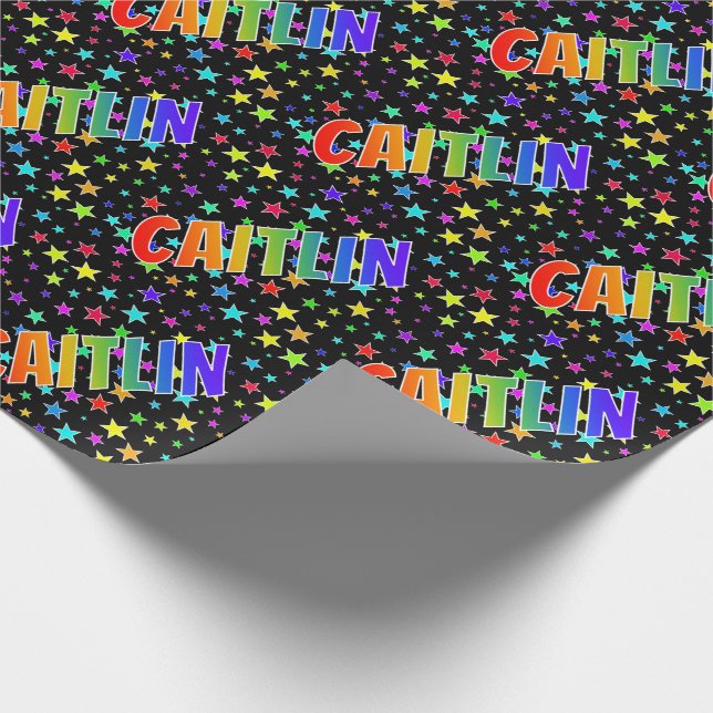 Rainbow Vorname "CAITLIN" + Sterne Geschenkpapier (Ecke)