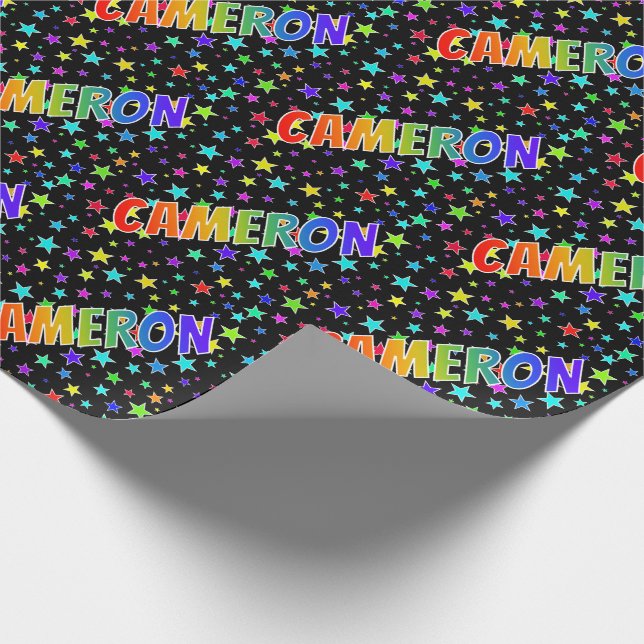 Rainbow Vorname "CAMERON" + Sterne Geschenkpapier (Ecke)