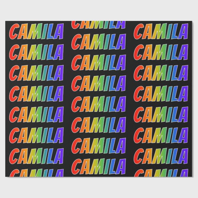 Rainbow Vorname "CAMILA"; Fun & Colorful Geschenkpapier (Flach)