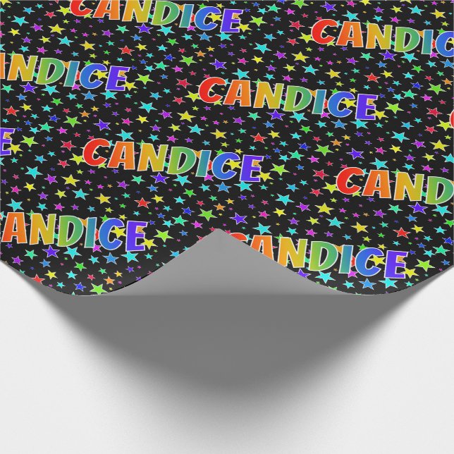 Rainbow Vorname "CANDICE" + Sterne Geschenkpapier (Ecke)