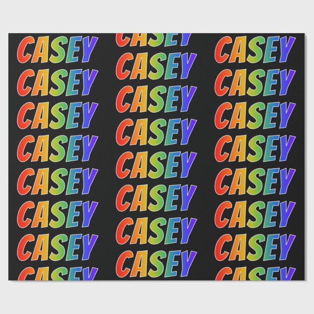 Rainbow Vorname "CASEY"; Fun & Colorful Geschenkpapier (Flach)