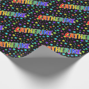 Rainbow Vorname "CATHERINE" + Sterne Geschenkpapier