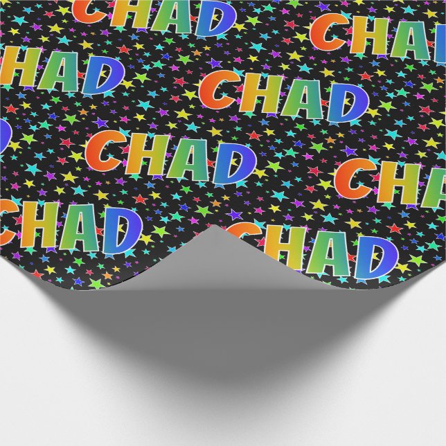 Rainbow Vorname "CHAD" + Sterne Geschenkpapier (Ecke)
