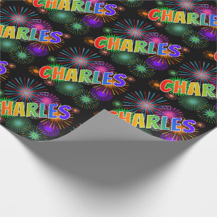 Rainbow Vorname "CHARLES" + Feuerwerk Geschenkpapier