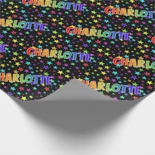 Rainbow Vorname "CHARLOTTE" + Sterne Geschenkpapier