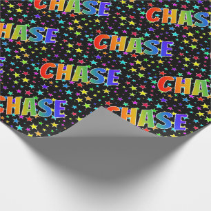 Rainbow Vorname "CHASE" + Sterne Geschenkpapier