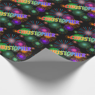 Rainbow Vorname "CHRISTOPHER" + Feuerwerk Geschenkpapier