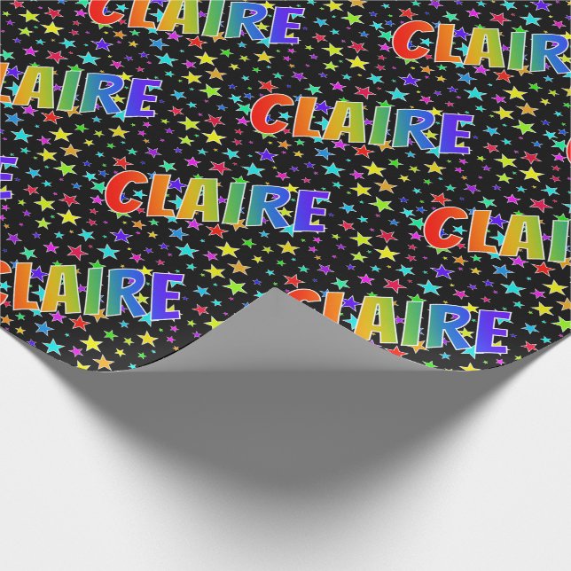 Rainbow Vorname "CLAIRE" + Sterne Geschenkpapier (Ecke)