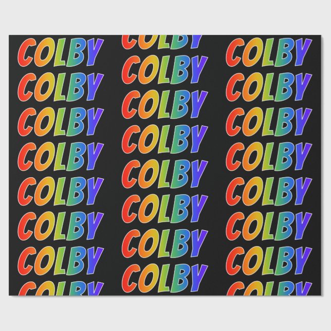 Rainbow Vorname "COLBY"; Fun & Colorful Geschenkpapier (Flach)