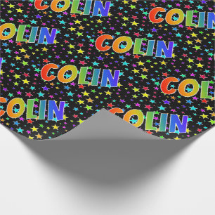 Rainbow Vorname "COLIN" + Sterne Geschenkpapier