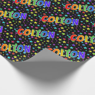 Rainbow Vorname "COLTON" + Sterne Geschenkpapier