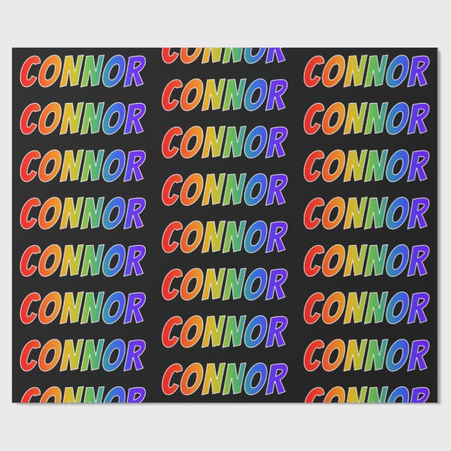 Rainbow Vorname "CONNOR"; Fun & Colorful Geschenkpapier (Flach)