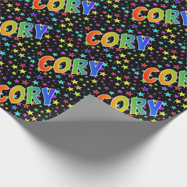 Rainbow Vorname "CORY" + Sterne Geschenkpapier (Ecke)