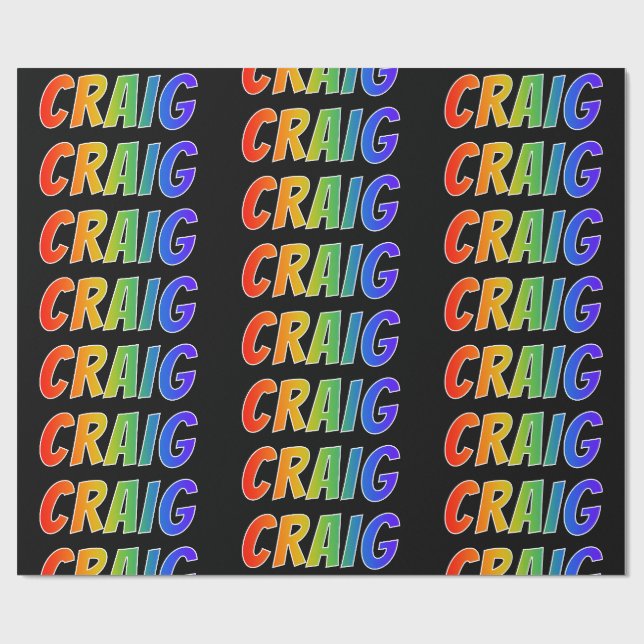 Rainbow Vorname "CRAIG"; Fun & Colorful Geschenkpapier (Flach)
