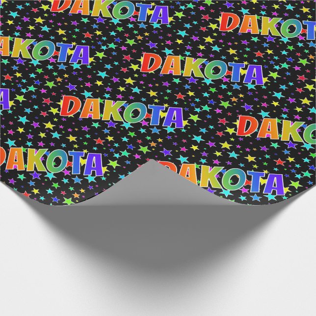 Rainbow Vorname "DAKOTA" + Sterne Geschenkpapier (Ecke)