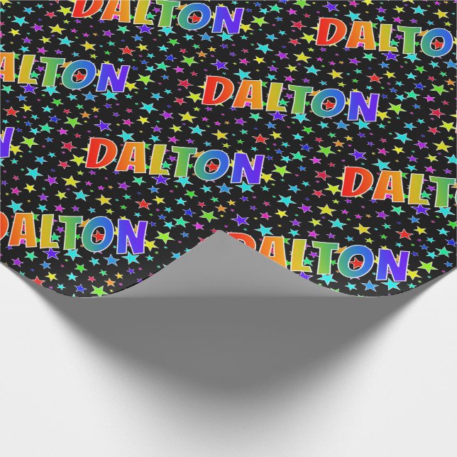 Rainbow Vorname "DALTON" + Sterne Geschenkpapier (Ecke)