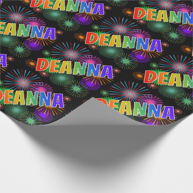 Rainbow Vorname "DEANNA" + Feuerwerke Geschenkpapier (Ecke)