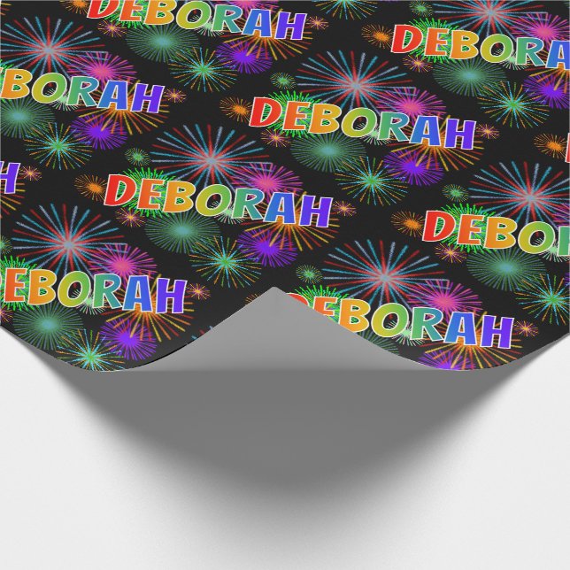 Rainbow Vorname "DEBORAH" + Feuerwerk Geschenkpapier (Ecke)