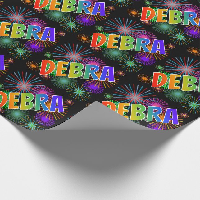 Rainbow Vorname "DEBRA" + Fireworks Geschenkpapier (Ecke)