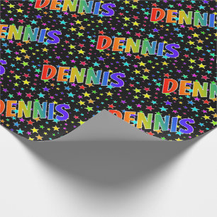 Rainbow Vorname "DENNIS" + Sterne Geschenkpapier