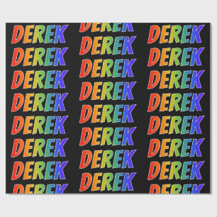Rainbow Vorname "DEREK"; Fun & Colorful Geschenkpapier