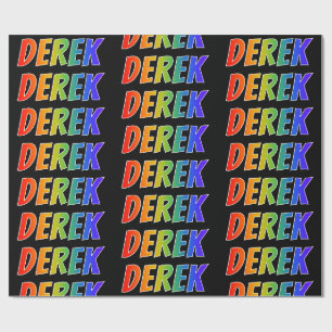 Rainbow Vorname "DEREK"; Spaß und Farben Geschenkpapier