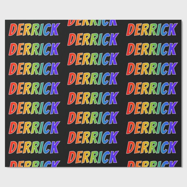 Rainbow Vorname "DERRICK"; Fun & Colorful Geschenkpapier (Flach)