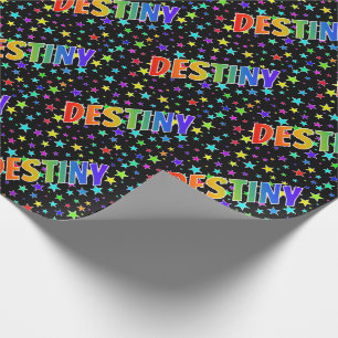 Rainbow Vorname "DESTINY" + Sterne Geschenkpapier