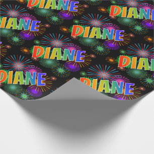 Rainbow Vorname "DIANE" + Feuerwerkskörper Geschenkpapier