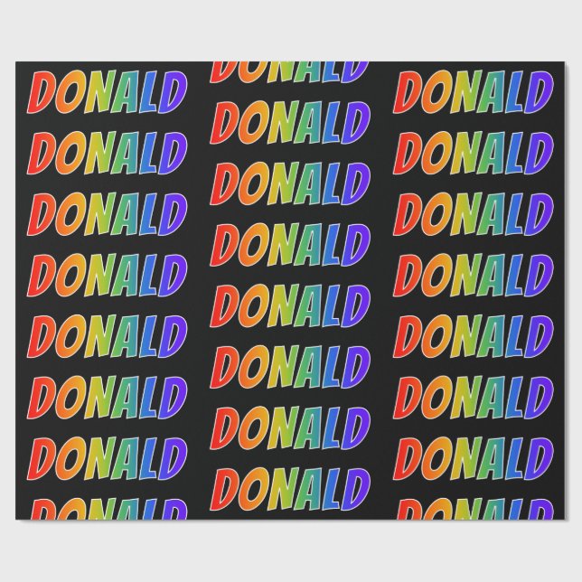 Rainbow Vorname "DONALD"; Fun & Colorful Geschenkpapier (Flach)