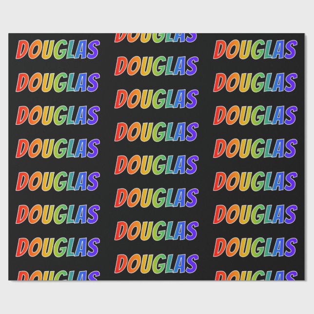 Rainbow Vorname "DOUGLAS"; Fun & Colorful Geschenkpapier (Flach)