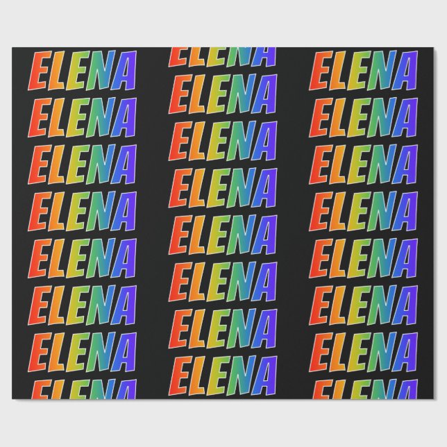 Rainbow Vorname "ELENA"; Fun & Colorful Geschenkpapier (Flach)