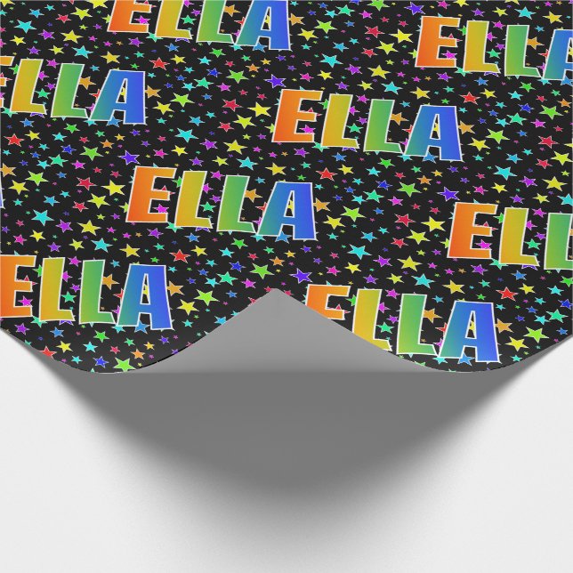 Rainbow Vorname "ELLA" + Sterne Geschenkpapier (Ecke)