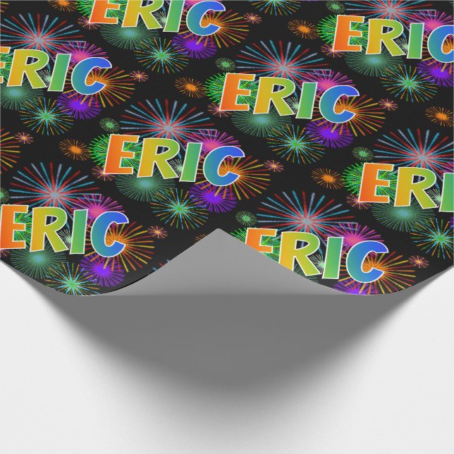 Rainbow Vorname "ERIC" + Fireworks Geschenkpapier (Ecke)