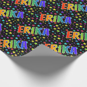 Rainbow Vorname "ERIKA" + Sterne Geschenkpapier