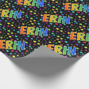 Rainbow Vorname "ERIN" + Sterne Geschenkpapier