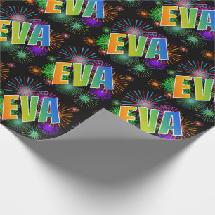 Rainbow Vorname "EVA" + Feuerwerk Geschenkpapier