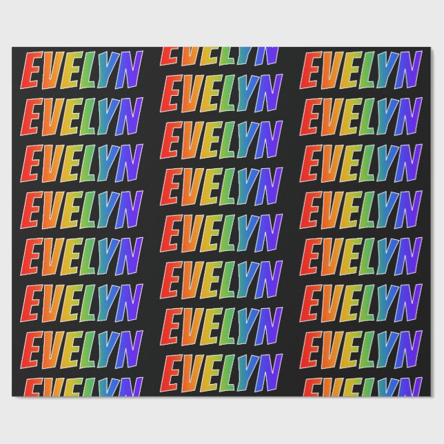 Rainbow Vorname "EVELYN"; Fun & Colorful Geschenkpapier (Flach)