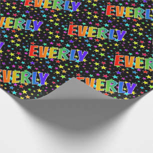Rainbow Vorname "EVERLY" + Sterne Geschenkpapier