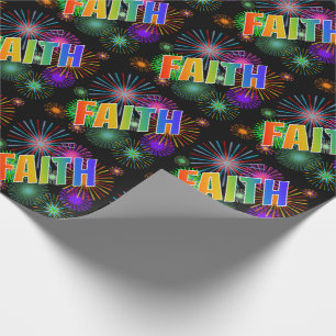 Rainbow Vorname "FAITH" + Feuerwerk Geschenkpapier