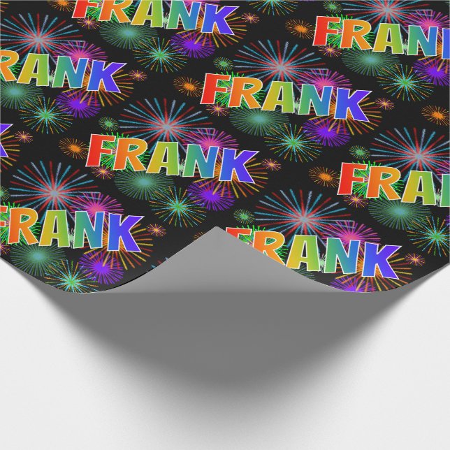 Rainbow Vorname "FRANK" + Feuerwerk Geschenkpapier (Ecke)