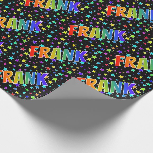 Rainbow Vorname "FRANK" + Sterne Geschenkpapier (Ecke)