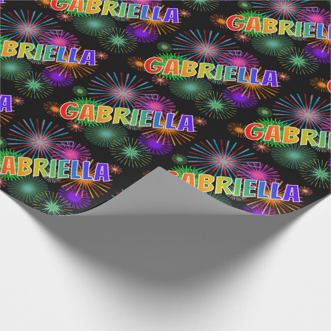 Rainbow Vorname "GABRIELLA" + Feuerwerk Geschenkpapier (Ecke)