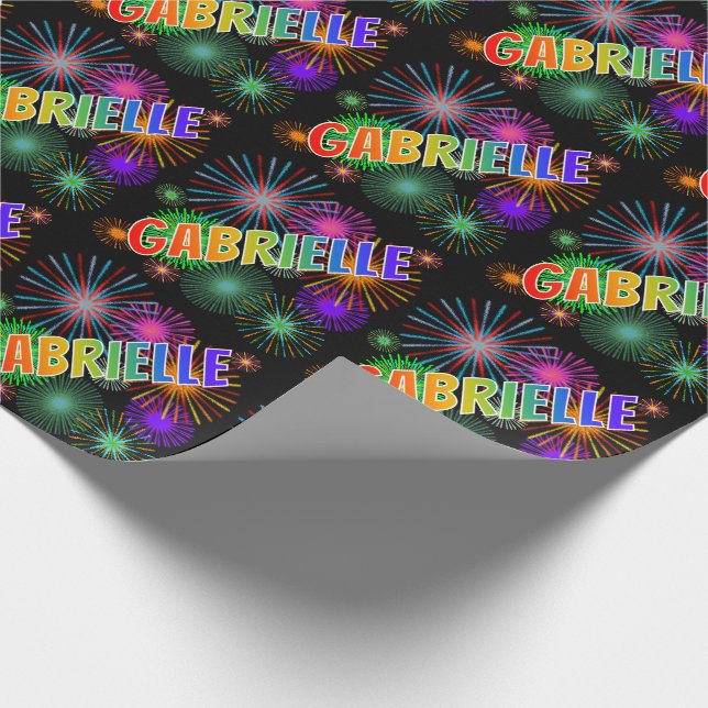 Rainbow Vorname "GABRIELLE" + Feuerwerk Geschenkpapier (Ecke)
