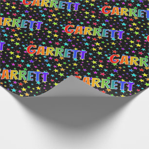 Rainbow Vorname "GARRETT" + Sterne Geschenkpapier